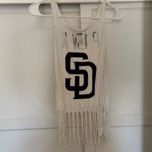 PINK Victoria's Secret White Tank with Black Graphic